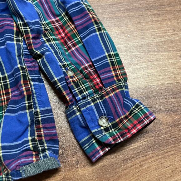 Crewcuts Boys Blue Plaid Long Sleeve Button Up Shirt Size Small 6/7 J.Crew - Picture 5 of 8